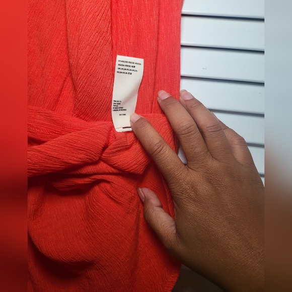 FP Faux-wrap Long Sleeve Top Flame Orange M Boho style blouse - Picture 4 of 9